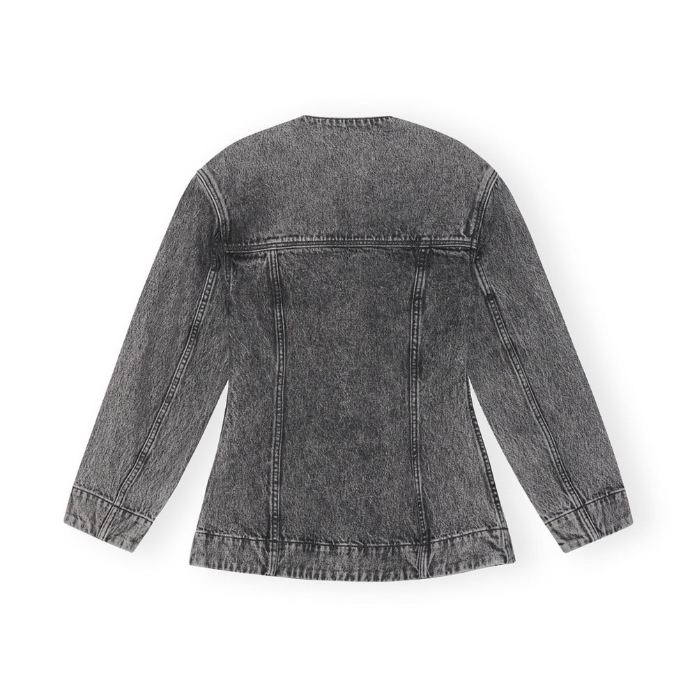 ganni | snow washed denim fitted blazer | hourglass | jean | size: us 22 - Picture 9 of 9